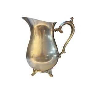 Vintage WM Rogers 817 Silverplate Water Pitcher Footed Large Ornate Handle